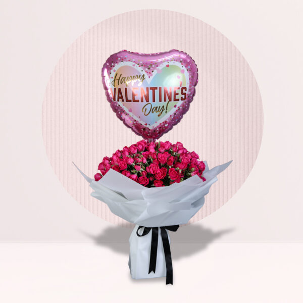 Striking Pink with Happy Valentines Balloon