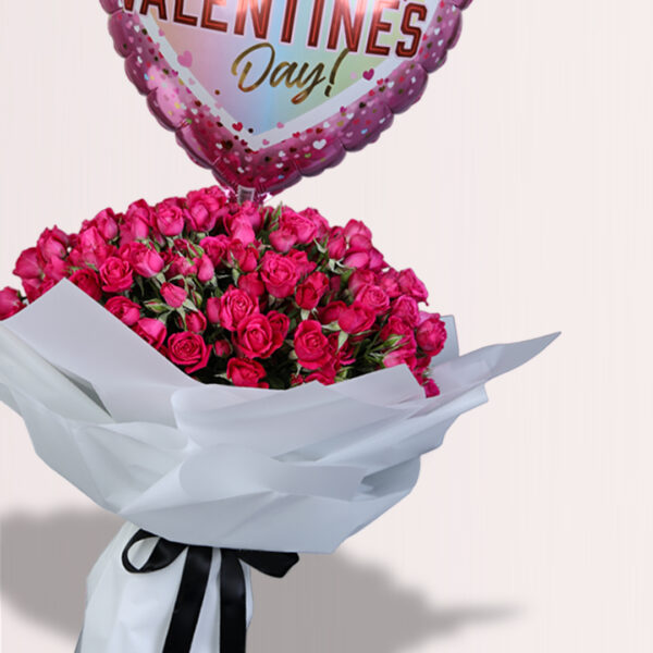 Striking Pink with Happy Valentines Balloon