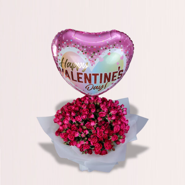 Striking Pink with Happy Valentines Balloon