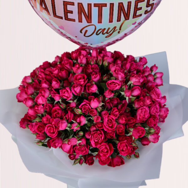 Striking Pink with Happy Valentines Balloon