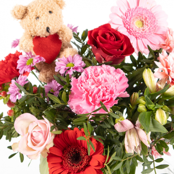 Valentine's Day Flower Bouquet with cute Bear