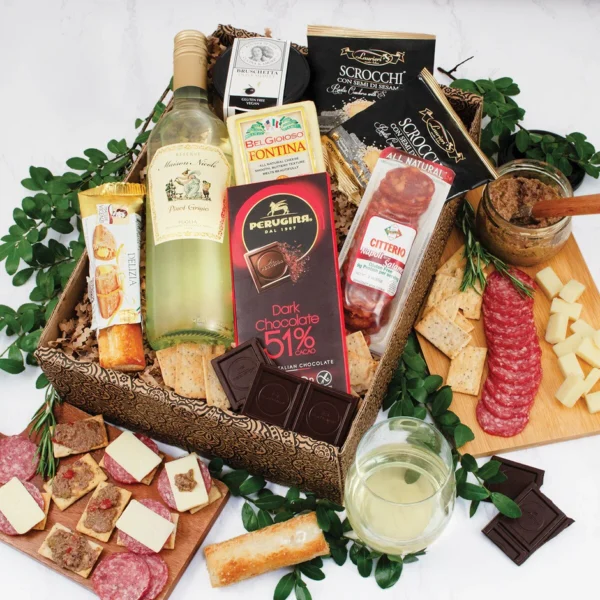 Italian White Wine & Antipasto Gift Box