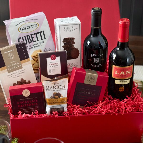 Holiday Curated Red Wine & Chocolate Gift Box