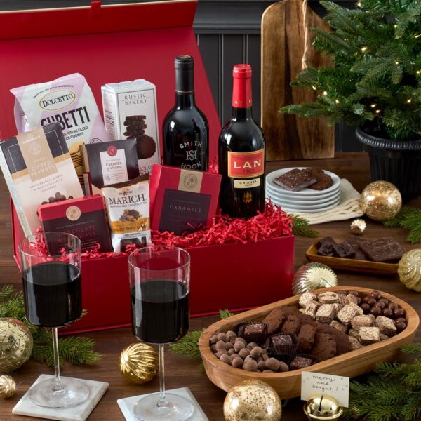 Holiday Curated Red Wine & Chocolate Gift Box