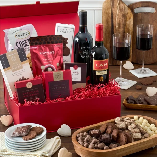 Valentines Wine and Chocolate Gift Box